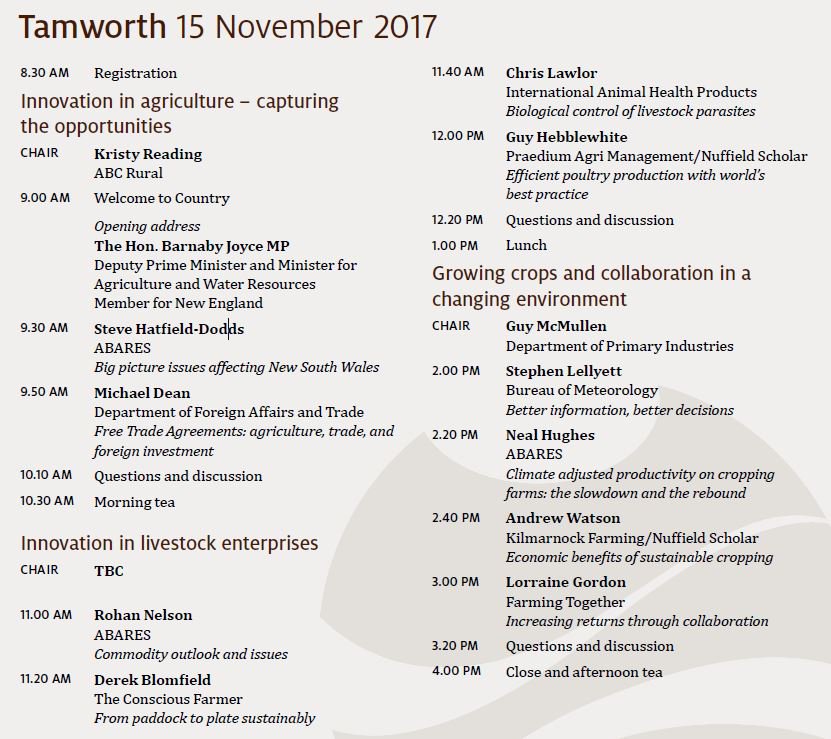 ABARES's tweet photo. #Tamworth Regional Outlook conference starts NOW with a great speaker line up. Use #ABARES to share highlights from the day | #agchatoz https://t.co/6ejpSJd6Oj