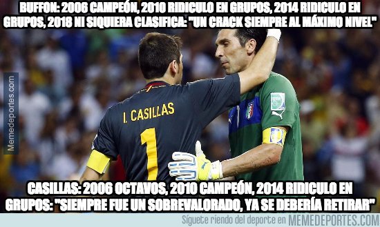 memedeportes's tweet photo. El doble rasero con Casillas y Buffon, un poco de por favor https://t.co/OVHKq6ANIk https://t.co/ONGMJnLhqm