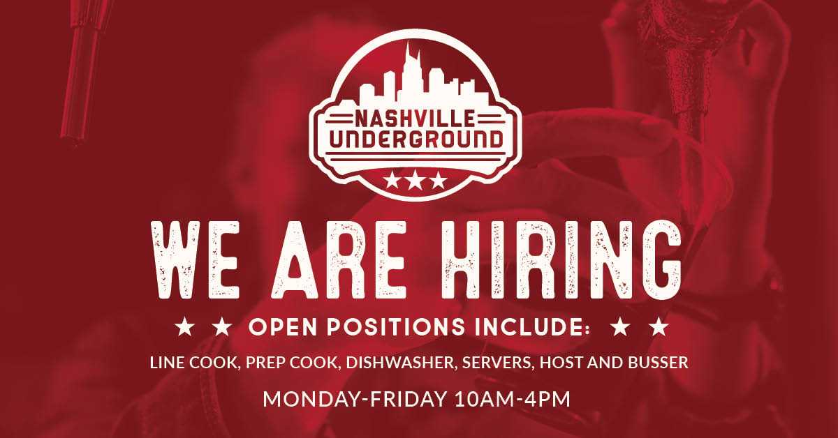 NashvilleUnderground on Twitter "Nashville Underground is HIRING! Come