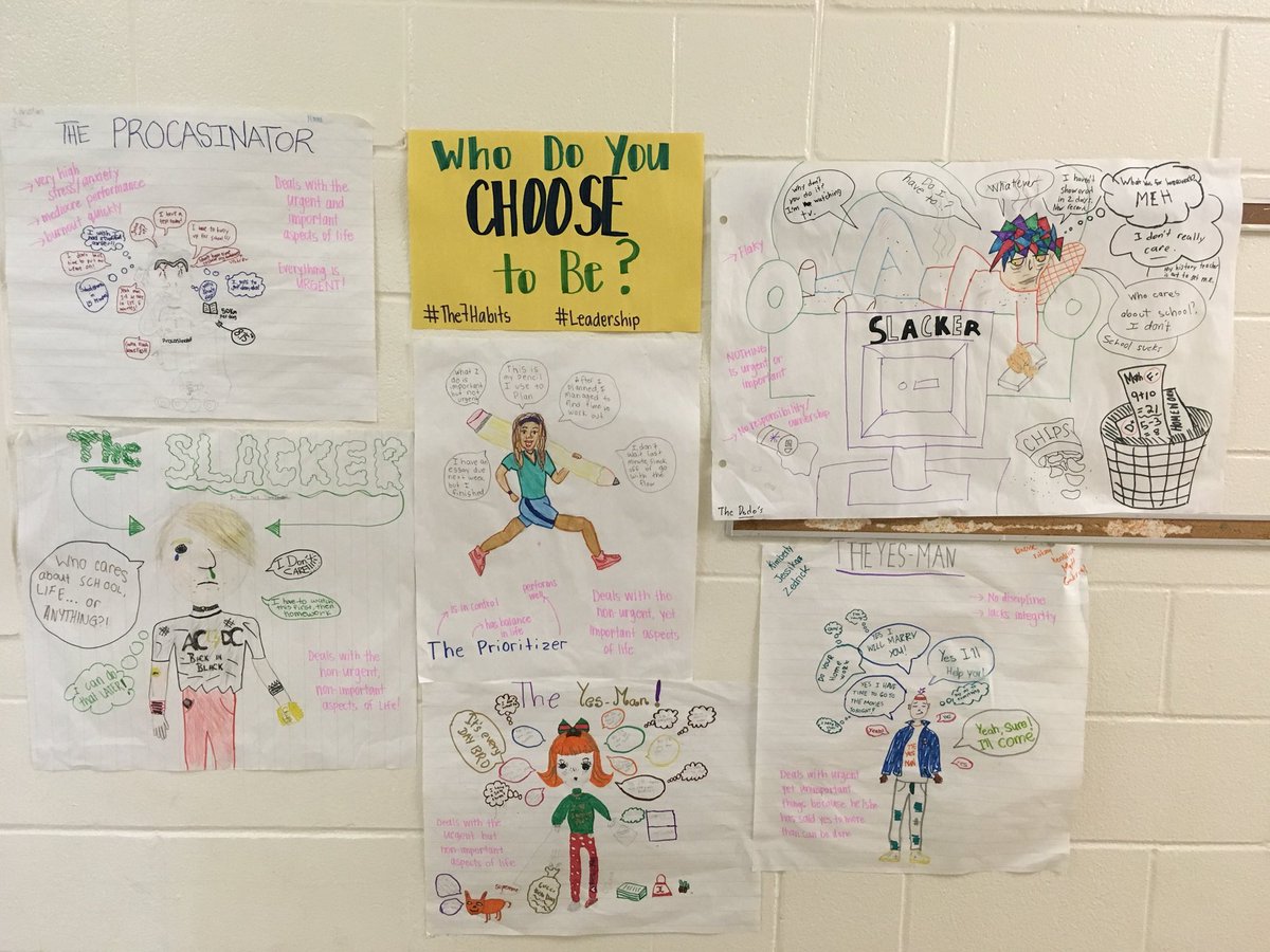 MamaGLeadership's tweet photo. I love seeing #7habits curriculum in schools! @stbarbara_tcdsb students learn about who they can be! #yesman #procrastinator #slacker #prioritizer @tcdsb https://t.co/ZPi0q6DYAf