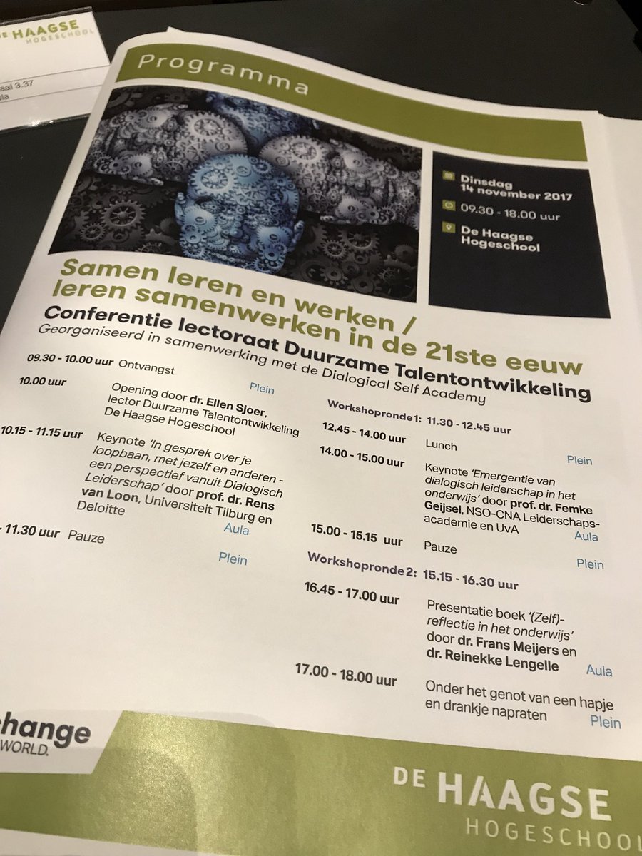 Dat was een inspirerende dag <a href="/dehaagse/">De Haagse Hogeschool / THUAS (INACTIEF/INACTIVE)</a> over dialoog, zelfsturing,  leiderschap en reflectie. #duurzametalentontwikkeling.