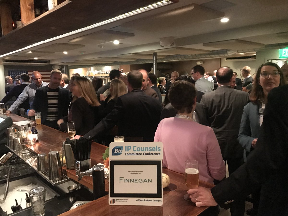 IAmBiotech's tweet photo. A big thank you to @FinneganIPLaw for sponsoring the welcome reception at #BIOIPCC -- a good time for all attendees! https://t.co/d2stKn5qNO