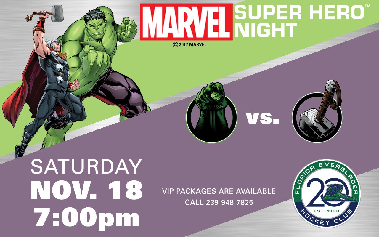 ECHL announces Marvel Super Hero™ Nights for 2018-19 Season