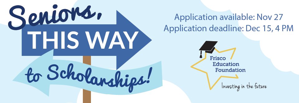 ReedyLions's tweet photo. Seniors! The FEF Scholarship Application that will be available November 27 through December 15, 4PM. #ReedyPride #RHSLearns @friscoisd @FriscoEF https://t.co/HFLLJ56B87