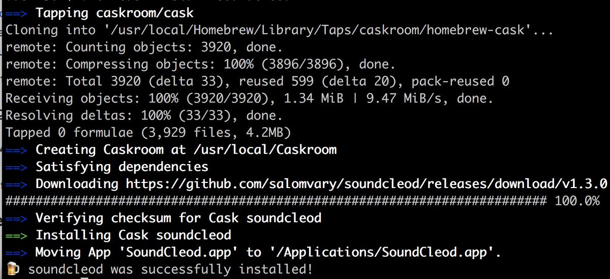 zanesensenig's tweet photo. I just installed a SoundCloud desktop app via Homebrew. #LivingInTheFuture https://t.co/avzDmYugrY