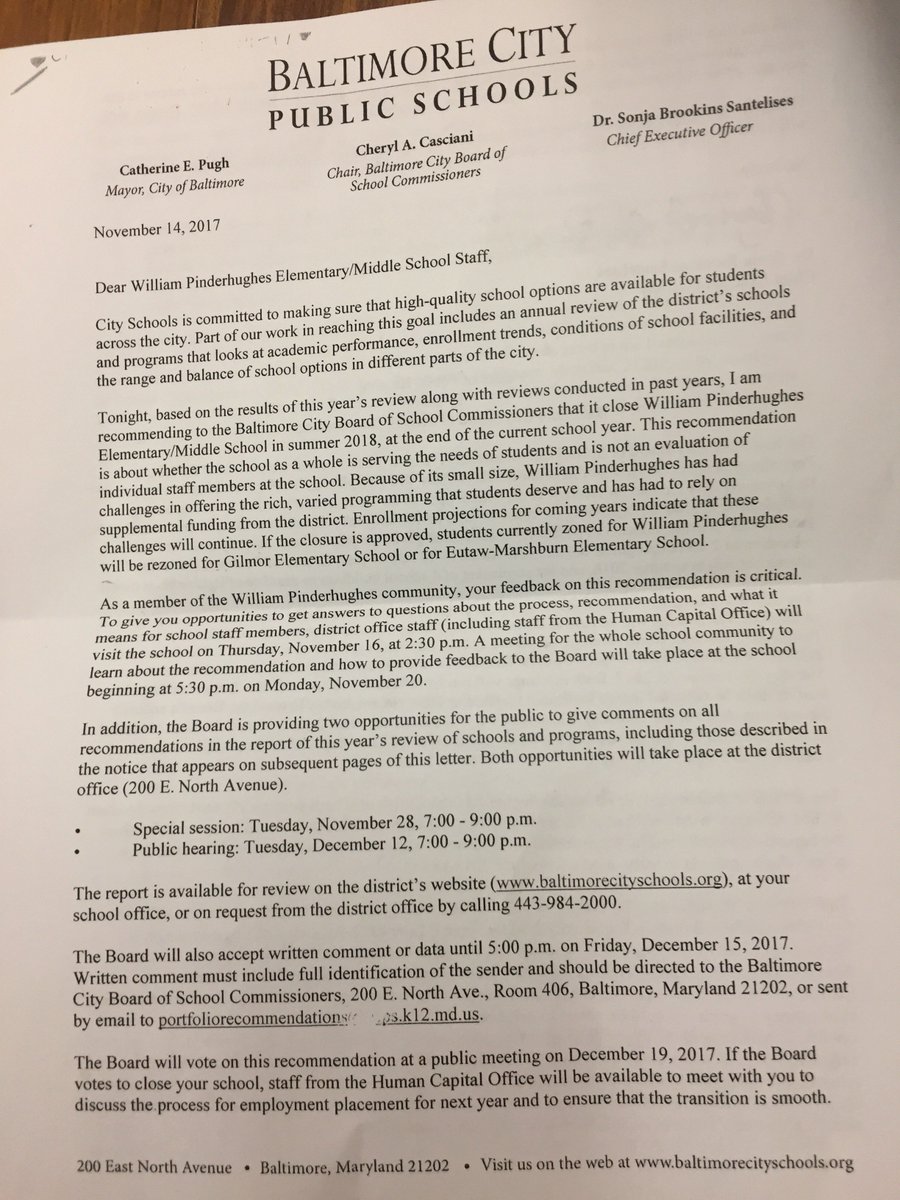 Elev8Bmore's tweet photo. Losing William Pinderhughes would be a significant blow to the Sandtown community. Stand with students, parents and community as we work to a solution. #BMoreCS @becforourkids @LBSBaltimore https://t.co/S3dECx5O83