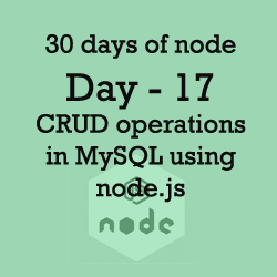 nodejsera's tweet photo. #30daysofnode Day - 17 : CRUD operations in #mysql using #nodejs 
Link : https://t.co/BsrAvyLvrK
#nodejsera #rishabhio #nodejs #tutorial #learnnode https://t.co/nrquNZClj5