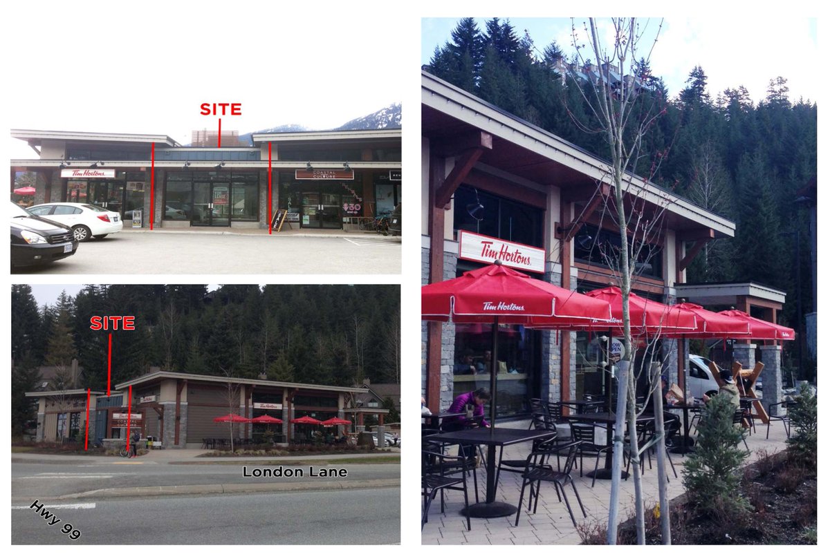 SitingsRealty's tweet photo. Whistler Mountain will be opening one week ahead of schedule on Thursday, November 19. Stop by our London Lane site on your way in! 910 SF available. #CRE #Retail https://t.co/BMIxhQiTFz https://t.co/t69dw6NxpS
