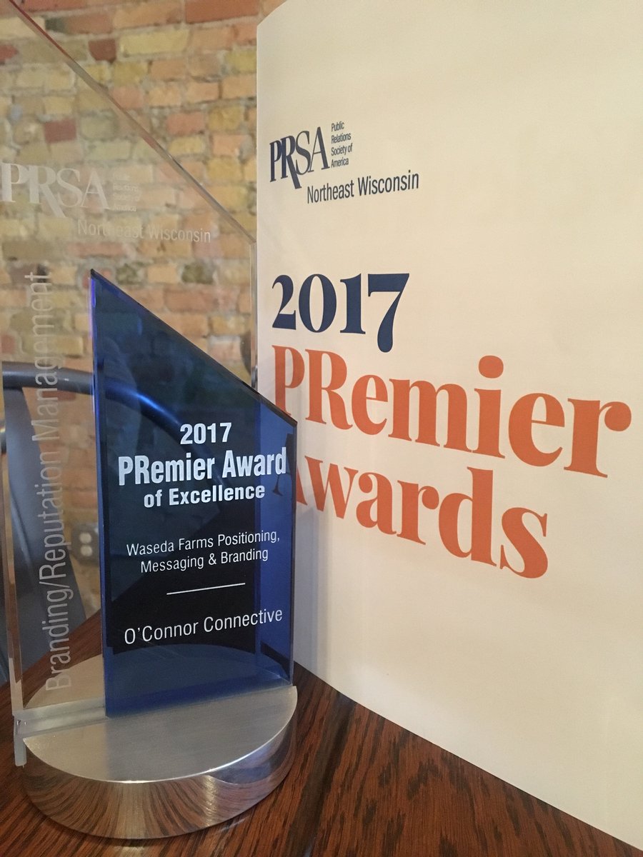 oc_connective's tweet photo. We are honored to be in select company as a recipient of @PRSAnew's 2017 PRemier Award of Excellence for our rebranding and marketing communications work for @WasedaFarms & @WasedaMarket. #ProudDay #StrategyThatCommunicates #TeamOCC https://t.co/cDlCt0qANL