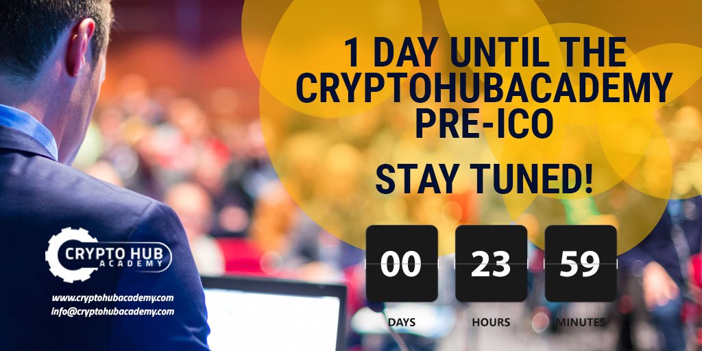 cryptohbacademy's tweet photo. 1 more day until CryptHubAcademy Pre-ICO! See more on https://t.co/ZIfehmTHJs #CHA #preico #blockchain #ethereum #smartcontracts #learncrypto https://t.co/oso340J1u0