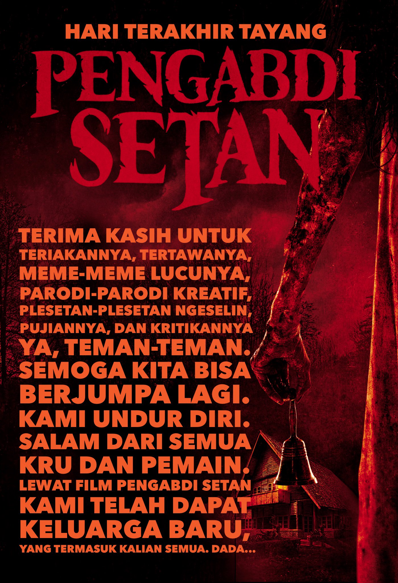 Joko Anwar on Twitter: "Waktu untuk pamit... #PengabdiSetan…