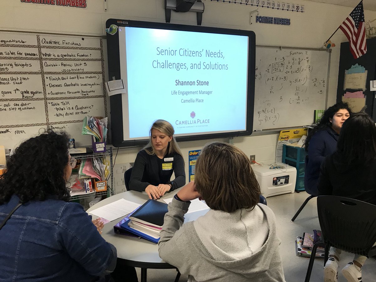 Ms.Stone from Camellia Place talking to future cities teams about the facts and needs of senior living!! <a href="/CooperSTEMAcad/">Cooper Stem</a> <a href="/STEMcobb/">Cobb County STEM/STEAM & Innovation Department</a>