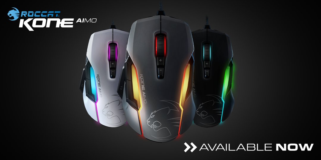 Roccat It S Here The Roccat Kone Aimo Is Available Now In Three Different Colors White Gray And Black Learn More T Co 8craa9t4tm Settherules Gaming Mouse T Co Txzzffffs7