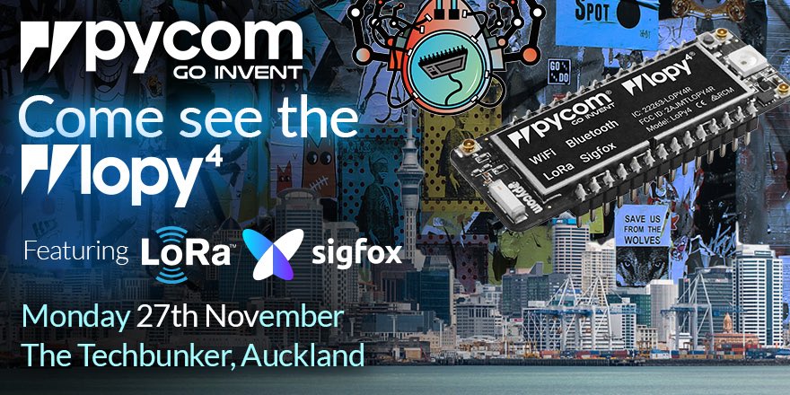 SGWirelessIoT's tweet image. The #LoPy4 with #LoRa &amp;amp; @sigfox joins us at the @Iotaki Auckland workshop on 27 Nov with @farfields_0x04. Join ushttp://bit.ly/2yhgJZA