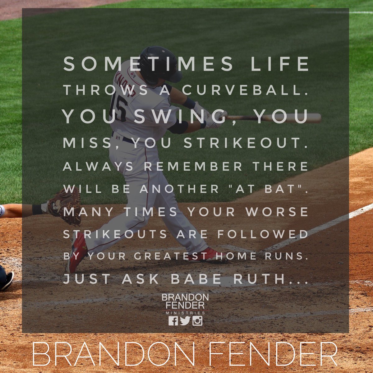 brandonfender's tweet photo. #Life #LifeHappens #Throw #Curveball #Swing #Miss #Strike #Strikeout #BaseBall #AtBat #HomeRun #BabeRuth #KeepSwinging #YourBestIsNext #Inspire #Inspiration #Encourage #Encouragement #Motivate #Motivation #Quote #QOTD https://t.co/1N4FwtTfJP