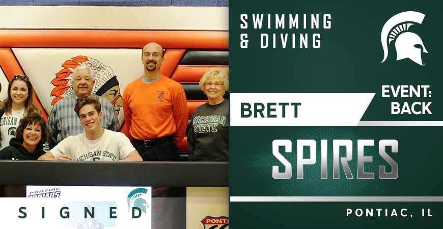 MSUswimdive's tweet image. Brett Spires is officially a Spartan! #GoGreen