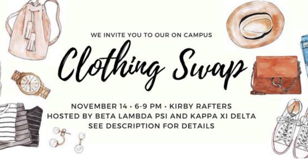 BetaLambdaPsi's tweet photo. Stop by the Beta and Kappa clothing swap tonight, all proceeds go to the Safe Haven’s Women Shelter! Link to event page here:

https://t.co/bZ8BsVSPQm https://t.co/iNjaW0pgNx