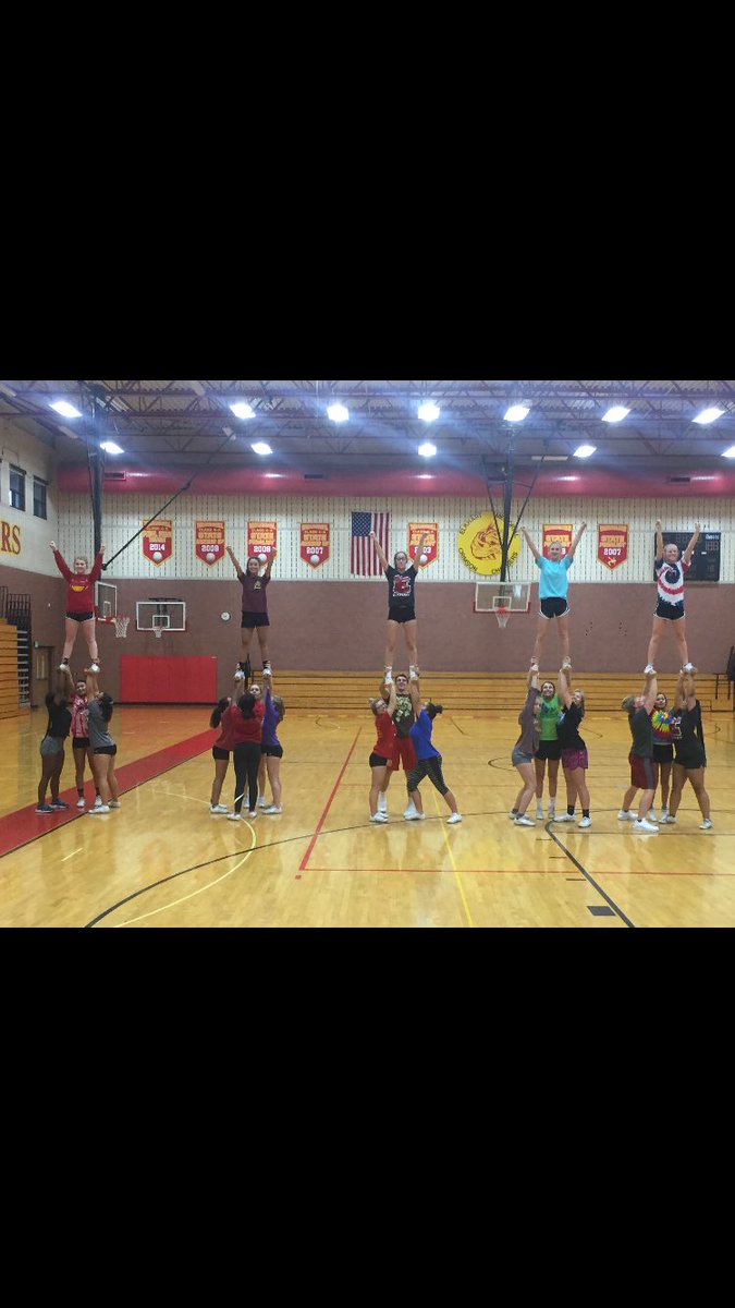 MHSChargerCheer's tweet photo. Working on lots of repetitions and skill building. ❤️💛 https://t.co/22Z5QK6CQ3