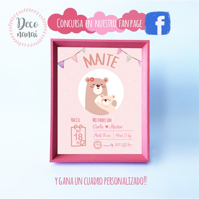 deconanai's tweet photo. ¡Participa y Gana un Cuadro Personalizado de Nacimiento! ¿Cómo Participar?
Sigue nuestro Fan page @deconanai, Comparte la publicación y Etiqueta a 2 amig@s. #concurso #cudropersonalizado #cuadrodenacimiento
👉 Sorteo: Sábado 18 de Noviembre de 2017 👶❤️ https://t.co/Msax0EdmOP