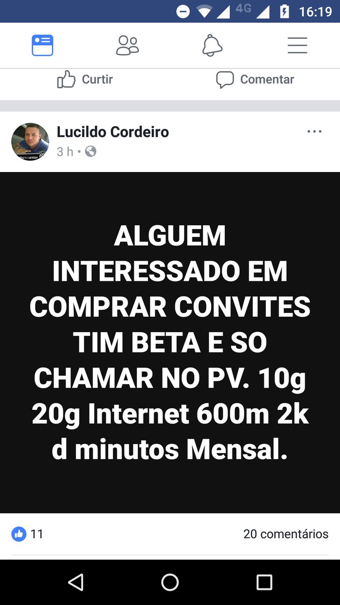 Nossa <a href="/LucildoCordeiro/">LUK #PARCEIROSBETA</a> vc dizia ser contra a vendas de convites agora está vendendo, olha quem diria redes sociais diferentes atitudes diferentes né ?  Olha isso atentamente <a href="/TIMBrasil/">TIM BRASIL</a> por favor #NaoAVendaDeConvites