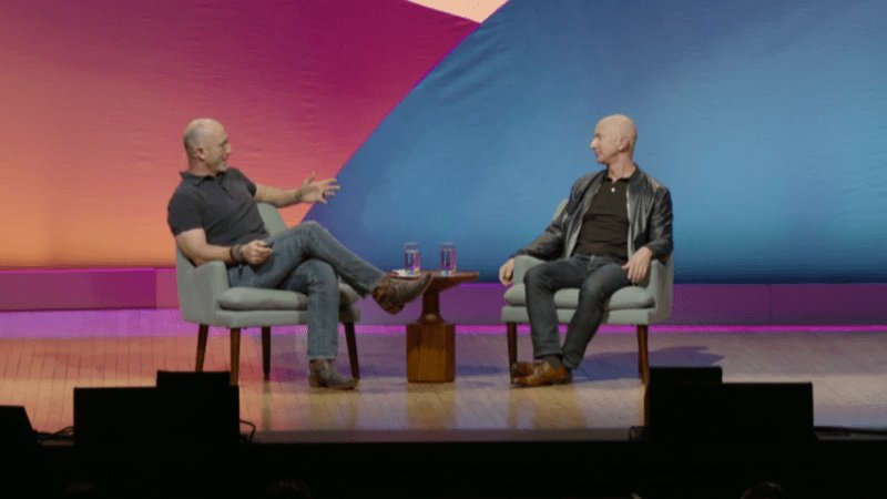 fusiontv's tweet photo. At #SummitLA17, @JeffBezos and Mark Bezos provided insight into everything from making wise choices to work-life balance. Check out their conversation from @Summit here: https://t.co/NxFTfSbVYy https://t.co/oQGT0twE5H