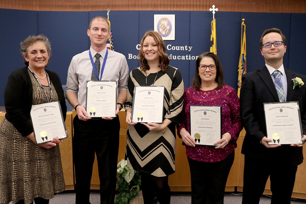 CCPS's tweet photo. Teachers and staff members were honored by the Board for their commitment to students, teaching and learning. Read more about their accomplishments at https://t.co/OHRi0OjkXO. https://t.co/a9SD6MdrbZ