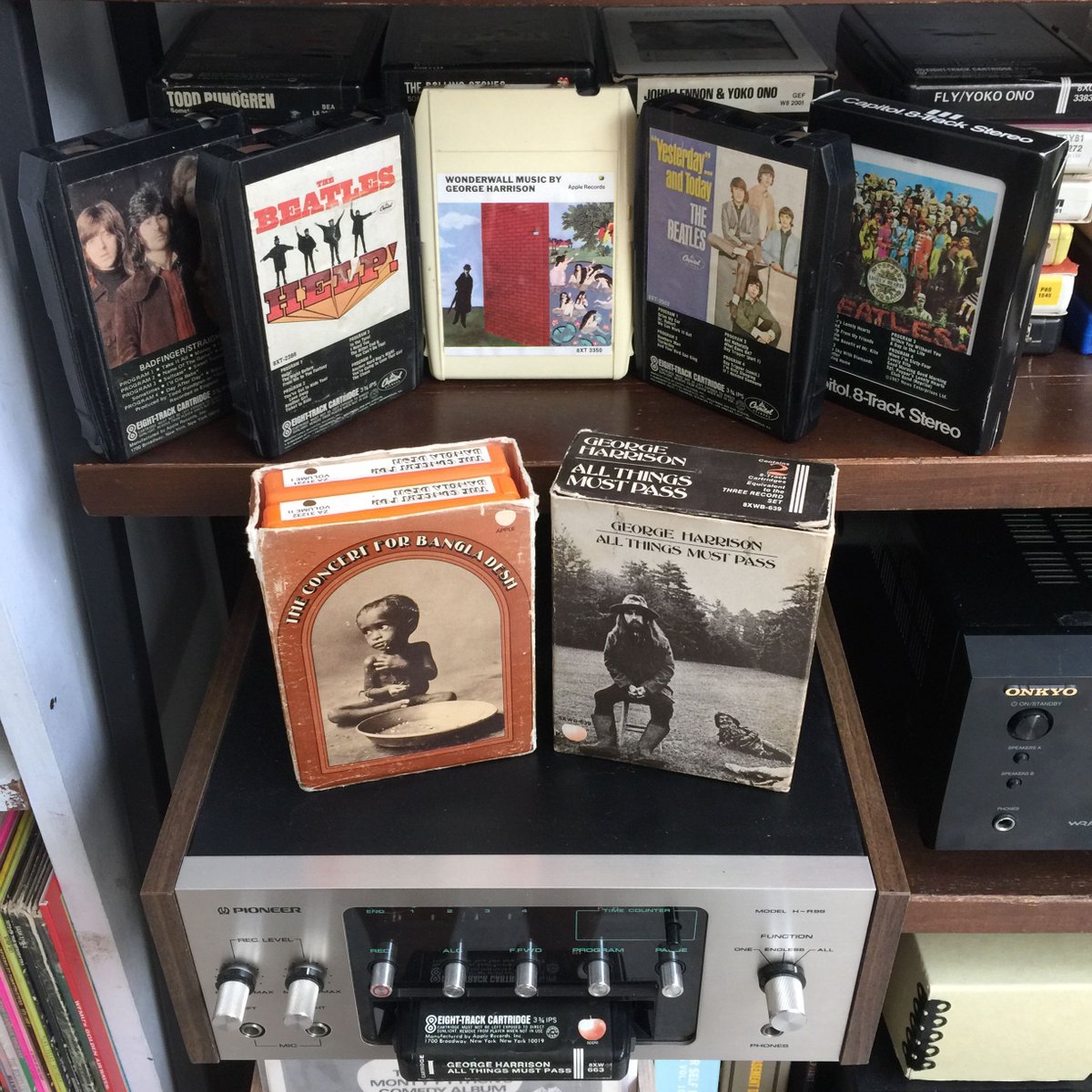 GeorgeHarrison's tweet photo. George on #8track cartridge. Do you have any George/Beatles #8tracks? https://t.co/gtj0Q0Wcug