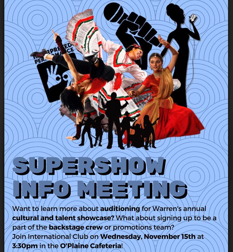 wthsIC's tweet photo. Meeting tomorrow (Wednesday, November 15th) to talk Supershow. 3:20pm in OPL Cafe. https://t.co/PaTd0o0BMA