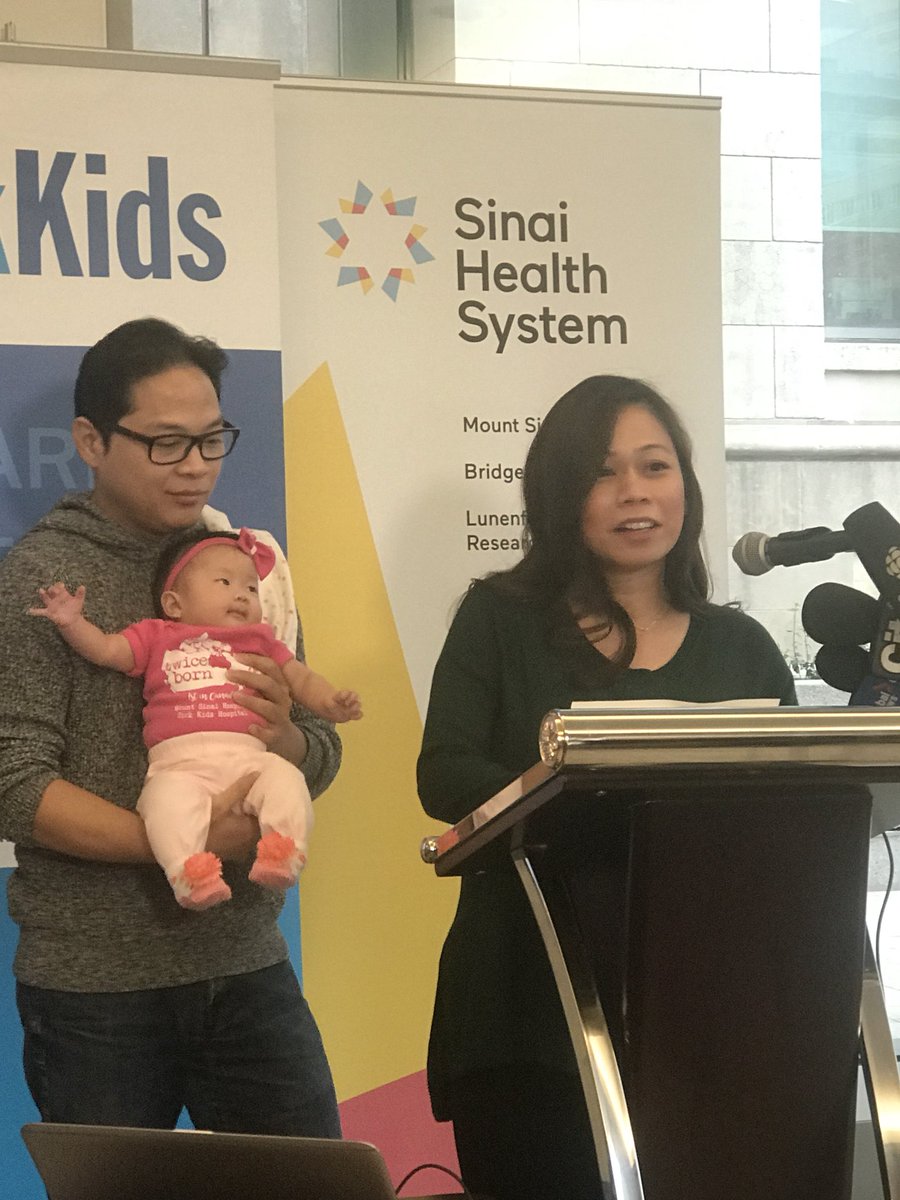 FraserGolding's tweet photo. Mt Sinai and SickKids celebrate a Canadian first in prenatal therapy with Premier Wynne.  A baby shower for the first baby undergoing spina bifida repair in the womb in Canada. This required a team of over 25 doctors, nurses, technologists and other health care professionals. https://t.co/NneEOgcuLQ