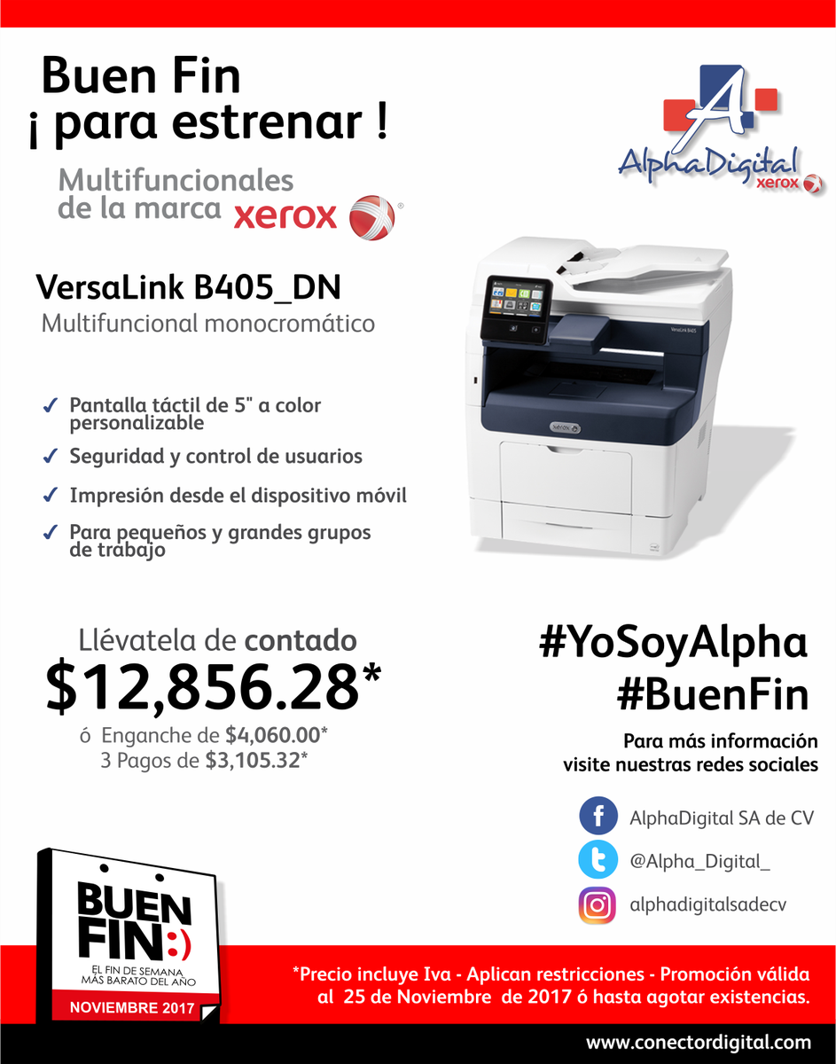 Alpha_Digital_'s tweet photo. Aprovecha este #BuenFin en Xerox Alpha Digital
Con las promociones y descuentos que tenemos para ti 👍
Ahorra y obtén grandes beneficios 
#YoSoyAlpha😉
#AlphaDigital
#SeOriginal https://t.co/3UN2VwWO8N