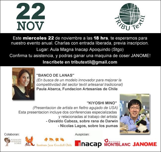 tomas_clemens's tweet photo. Evento textil con charlas sobre lanas y trabajo artesanal y artistico! Miercoles 22 Nov. Entrada liberada! @TribuTextil https://t.co/0jrt71KmgU