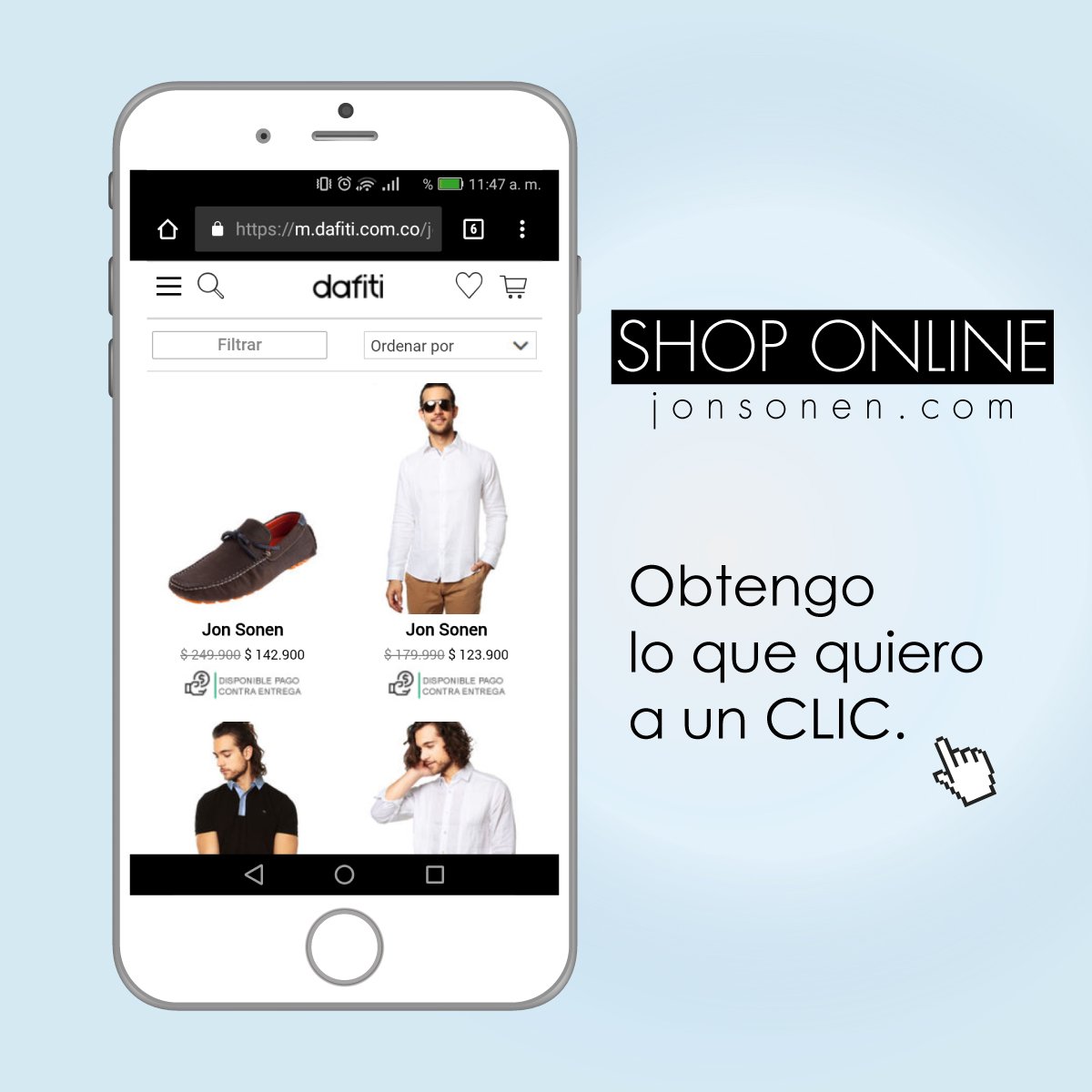 ¡Hazlo tuyo en un instante!
Obtengo lo que quiero a un CLIC 👆 #ShopOnLine jonsonen.com