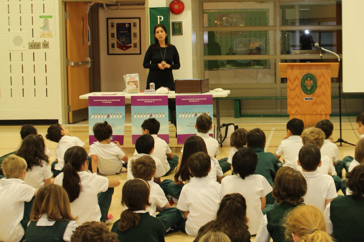 prioryschool's tweet photo. Roz Rinzler from the JGH's Tiny Miracle Foundation was welcomed to The Priory during a special assembly to raise awareness about World Prematurity Day. This Thursday is designated Purple Day! https://t.co/YHgxQ1aOW8
