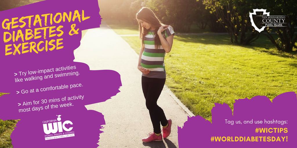 HealthyWIC's tweet photo. #Pregnant and need to keep your blood sugars under control? Try out these exercise tips. Check with your doctor first before starting an exercise program. https://t.co/3mmYmlTCC8 #WorldDiabetesDay #WICTips #TipTuesday https://t.co/o5wufhkgS2