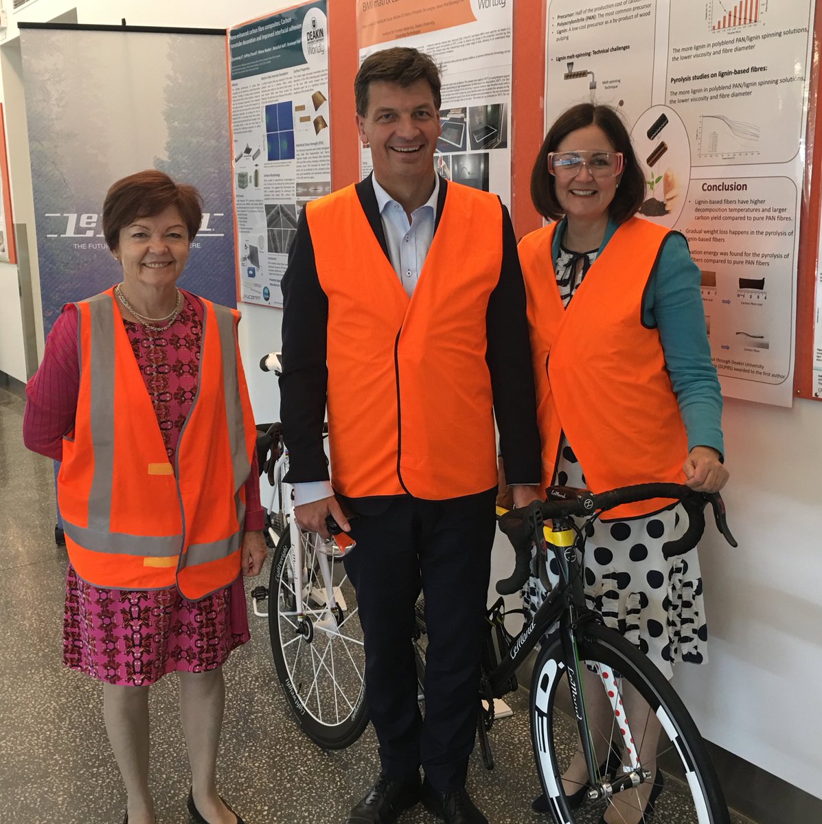 SenSHenderson's tweet photo. At @Deakin @CarbonNexus eith @AngusTaylorMP @VCdeakin celebrating @GregLemond commitment to carbon fibre manufacturing in Geelong #auspol https://t.co/X9HVaOgzVd
