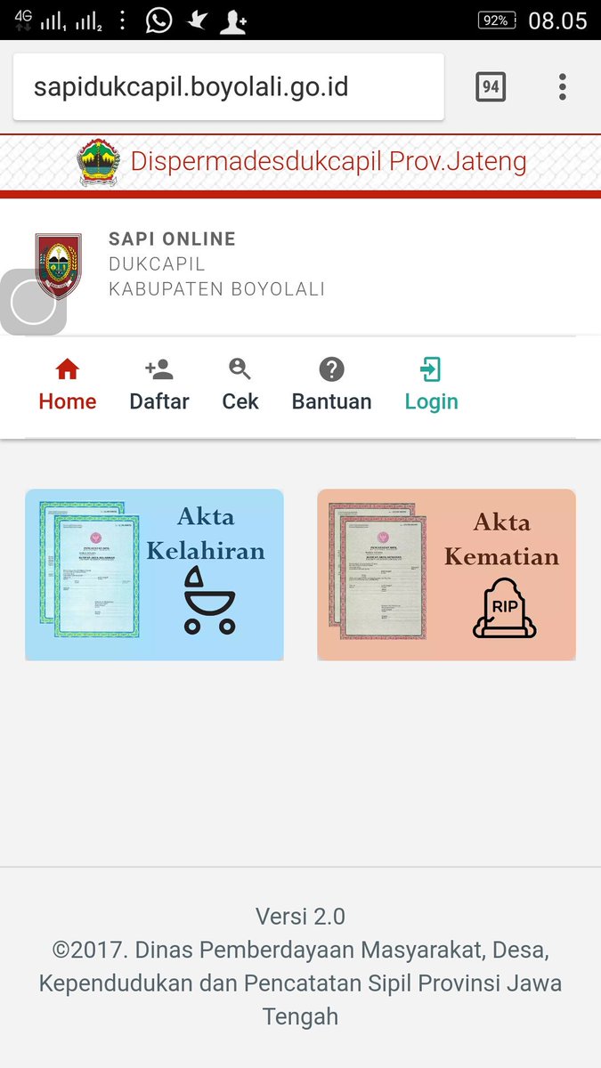 Buat warga boyolali manfaatkan pelayanan online dukcapil:

sapidukcapil.boyolali.go.id

<a href="/dukcapil_byl/">Dukcapil Boyolali</a> 
<a href="/ppid_boyolali/">PPID Kab. Boyolali</a> 
<a href="/BoyolaliOnline/">Boyolali Online</a> 
<a href="/ganjarpranowo/">Ganjar Pranowo</a> 
<a href="/KarysmaFM/">Karysma FM Boyolali</a> 
<a href="/AreaBoyolali/">info Boyolali</a> 
#kemalajateng 
#JatengGayeng 
#aktakelahira