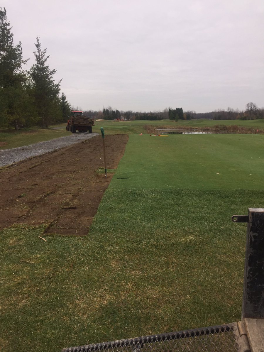 lfredsson's tweet photo. Number 5 Reno coming along nicely. #ottawagolf #kemptvillegolf #turf #renovation #teedeck https://t.co/nI1ulxHc0D