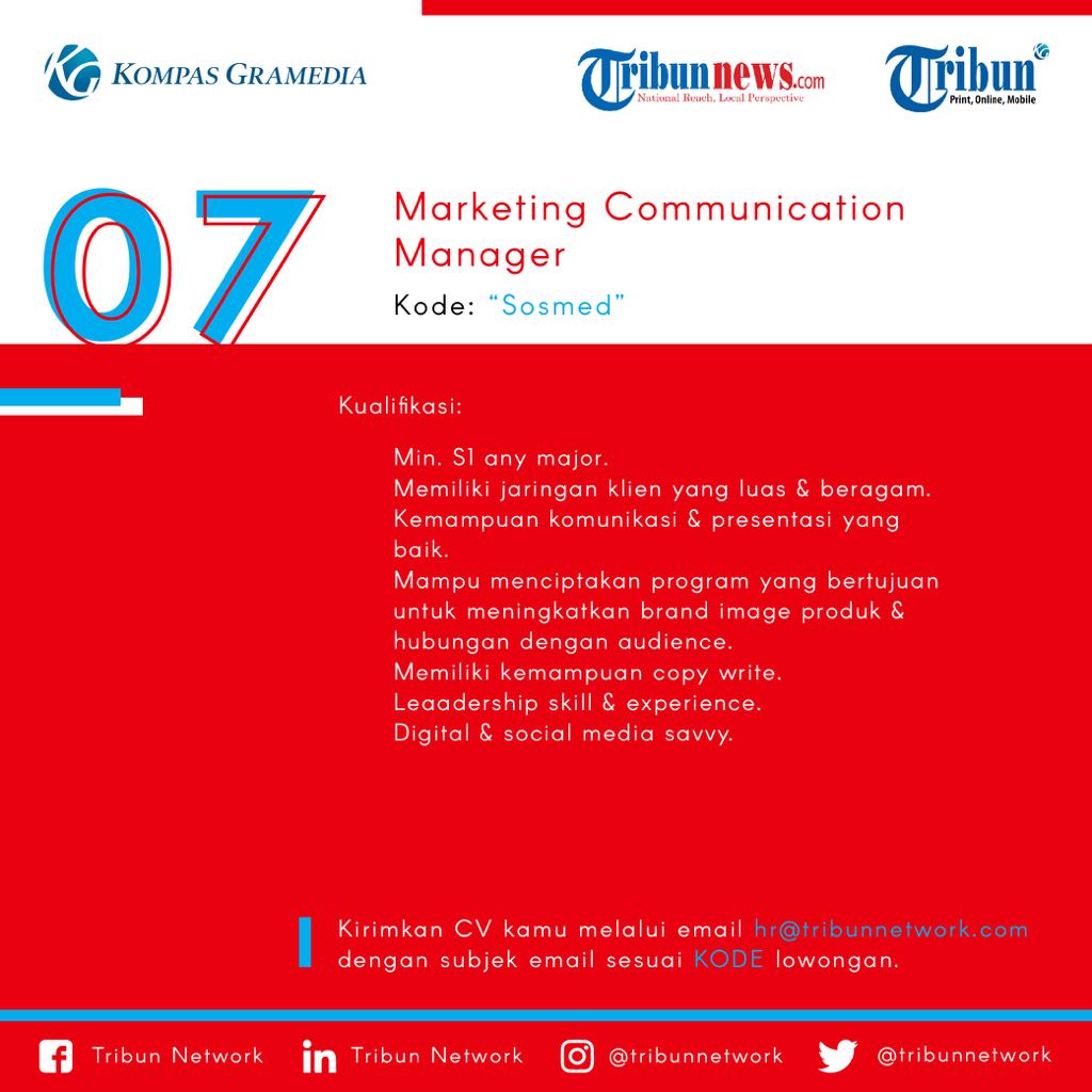 Jangan sampai kelewatan nih info lowongan kerja buat kamu yang punya passion dalam bidang Marketing Communication!
Let's check this out! Tetap dapatkan info loker dan informasi terbaru lainnya dengan follow media sosial kami: IG: <a href="/tribunnetwork/">Tribun Network</a>; FB: Tribun Network