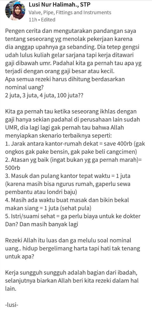 Pendapat netizen soal gaji di bawah UMR tuai pro kontra netizen lainnya