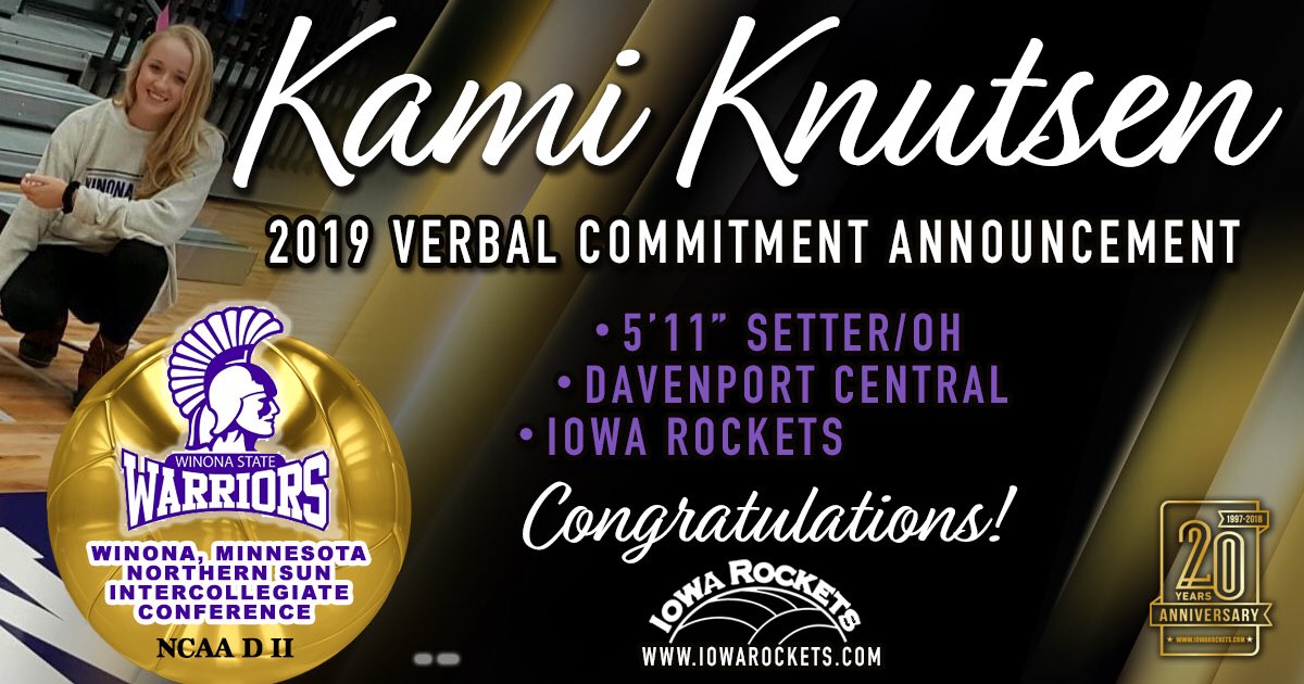 IowaRockets's tweet photo. Congrats to @KamiKnutsen1 on her commitment to @WinonaStateVB ! We are so excited for you!! #ncaa #warriors @PrepVolleyball https://t.co/5uHJmRnCO8