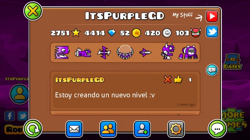ItsPurpleGD's tweet photo. Mis estadisticas en GD 2.11!! https://t.co/uOu0IwtwTu