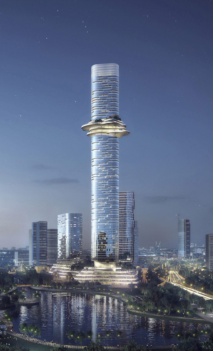 dezeen's tweet image. Ole Scheeren referenced mountain landscapes in this design for Vietnam's tallest building: on.dezeen.com/FgG7PC
