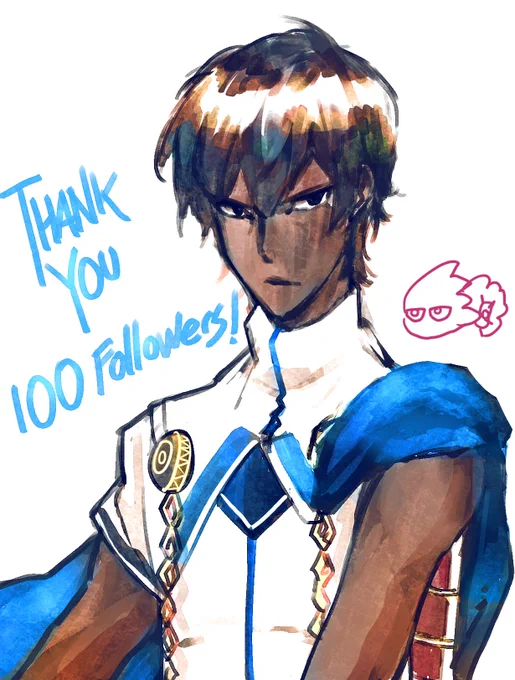 quick doodle of Arjuna (feat @junjoupurelove 's Karna) for celebrating my 100th twitter's followers~! wohoo! thank you very much! #FateGO  #fgo 