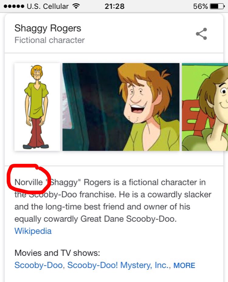 JakeKeating34's tweet photo. Shaggy's real name is Norville... https://t.co/JIVzApmIdM