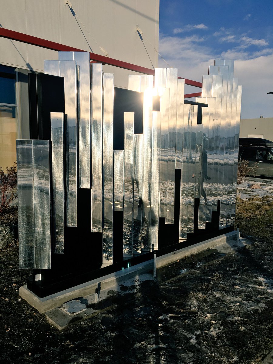 WildForestInc's tweet photo. “Smoke and mirrors”. “This aught to brighten up your day”. Public art installation #24p at the film centre in #yyc. https://t.co/fIel83m0si
