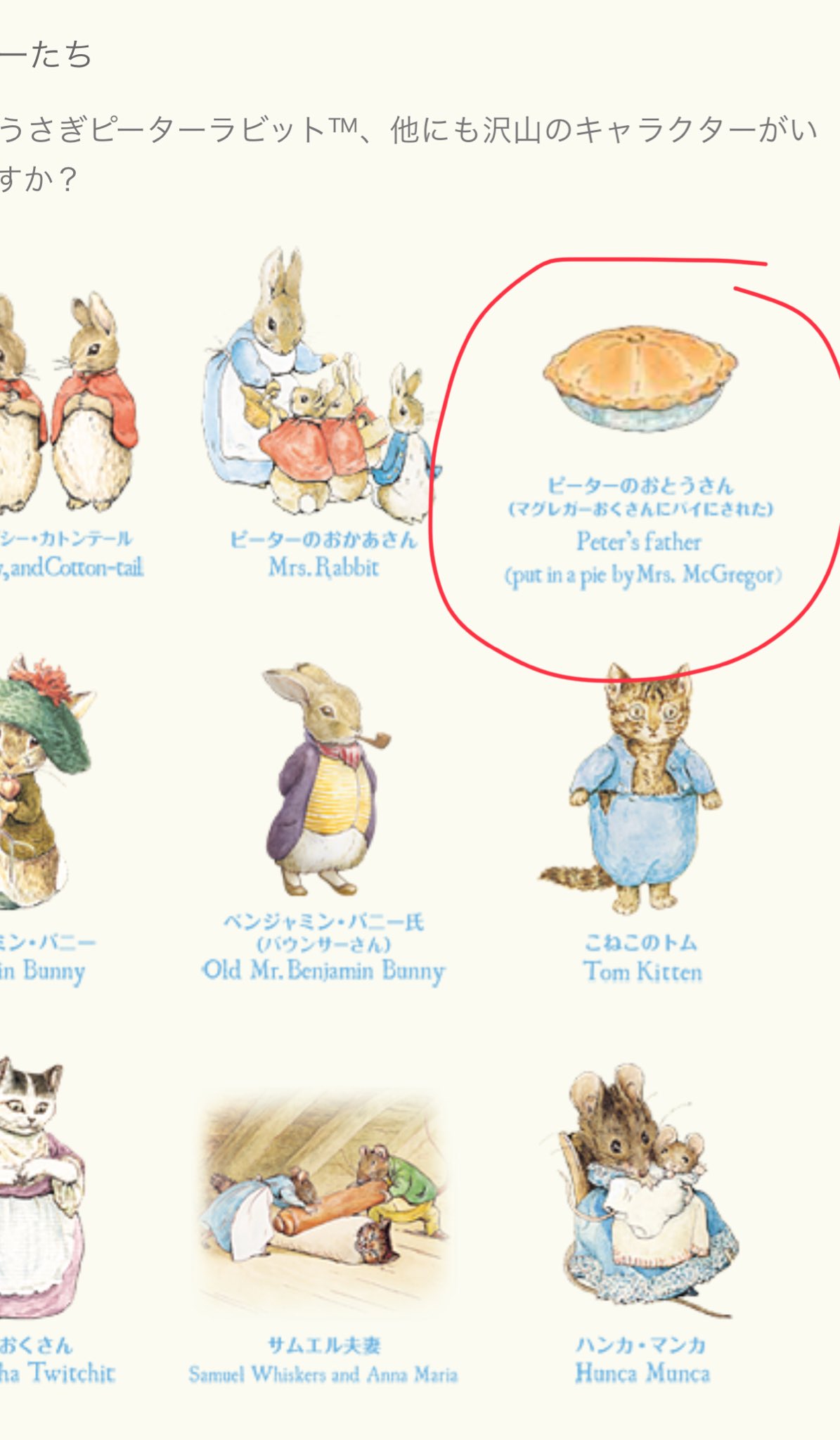 Twitter 上的 久下玄 ピーターラビットのお父さんは近所に住むおばさんにミートパイにされて食われた そのエピソードも衝撃だが 公式サイトでの描かれ方も切なすぎる 生前のイラストにしてやれよ T Co Njtc23jspj Twitter