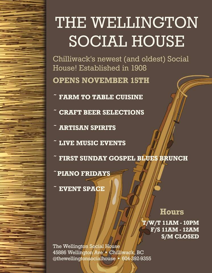 TOMORROW is The Social House on Wellington's Grand Opening! Come on out for sophisticated farm-fresh food in our historic pub! 

facebook.com/thewellingtons…
#royalhotelchilliwack #wellingtonave #thewellingtonsocialhouse #shoplocal #sharechilliwack #tourismchilliwack #destinationbc