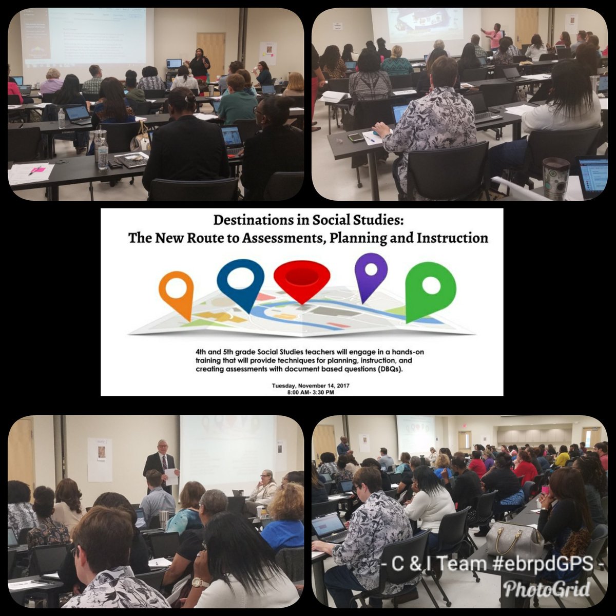 SocStudies411's tweet photo. 90+ 4th and 5th grade Social Studies Ts attended an engaging PD today on how to implement the "shifts" in assessments, planning, and instruction. #buildEBR #ebrpdGPS @pd_ebr #socialstudies https://t.co/HgbFz7DHib