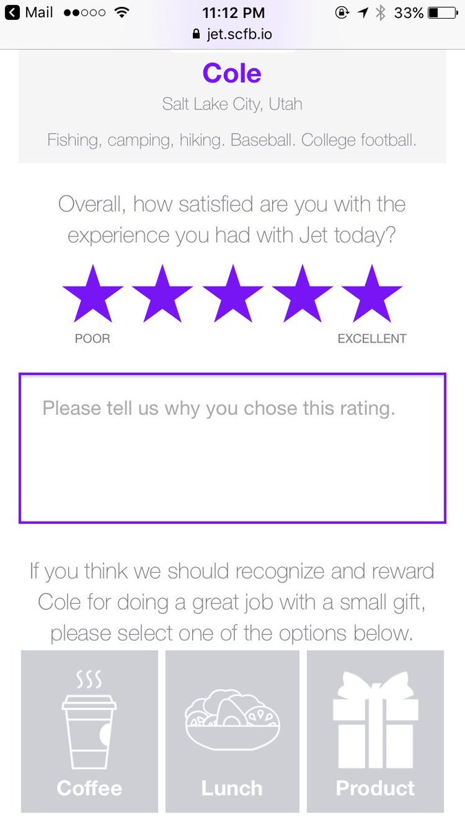 As if there wasn't another reason to love @Jet, you can even choose a way to recognize their customer service agents when they do a great job 💯