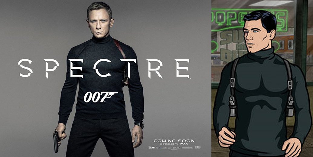 BloodyVampirate's tweet photo. @40sstucky Respect the #Tactleneck (tactical turtleneck). Only the best men wear them. #jamesbond #sterlingarcher https://t.co/b9Haaz65xt